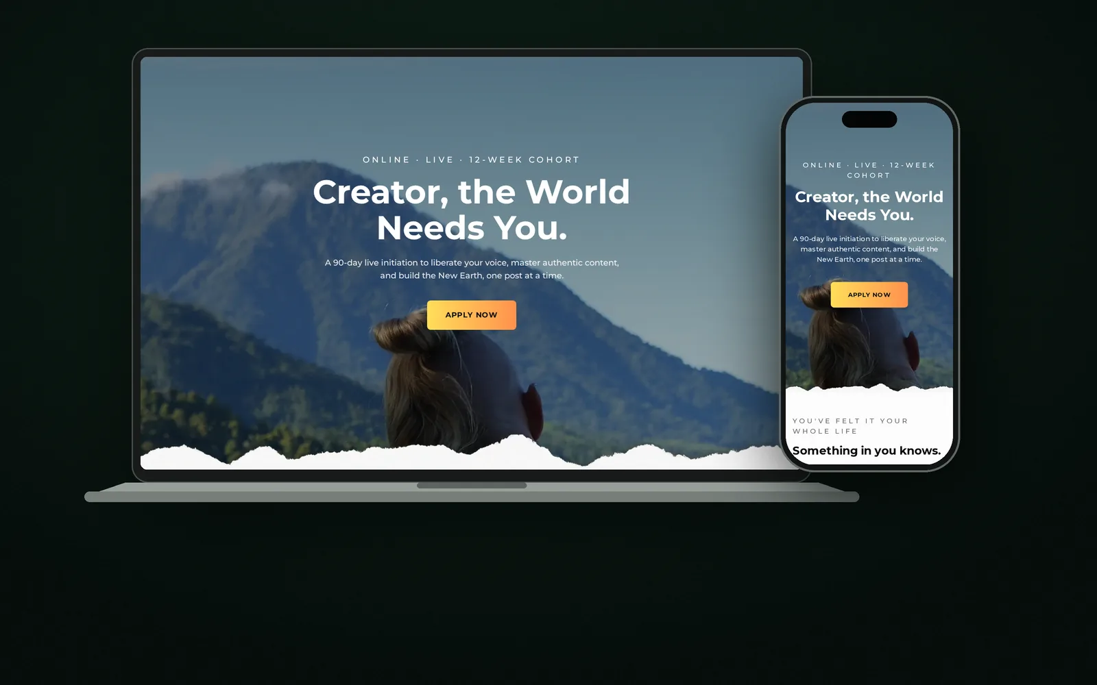 New Earth Creator website shown on laptop and phone